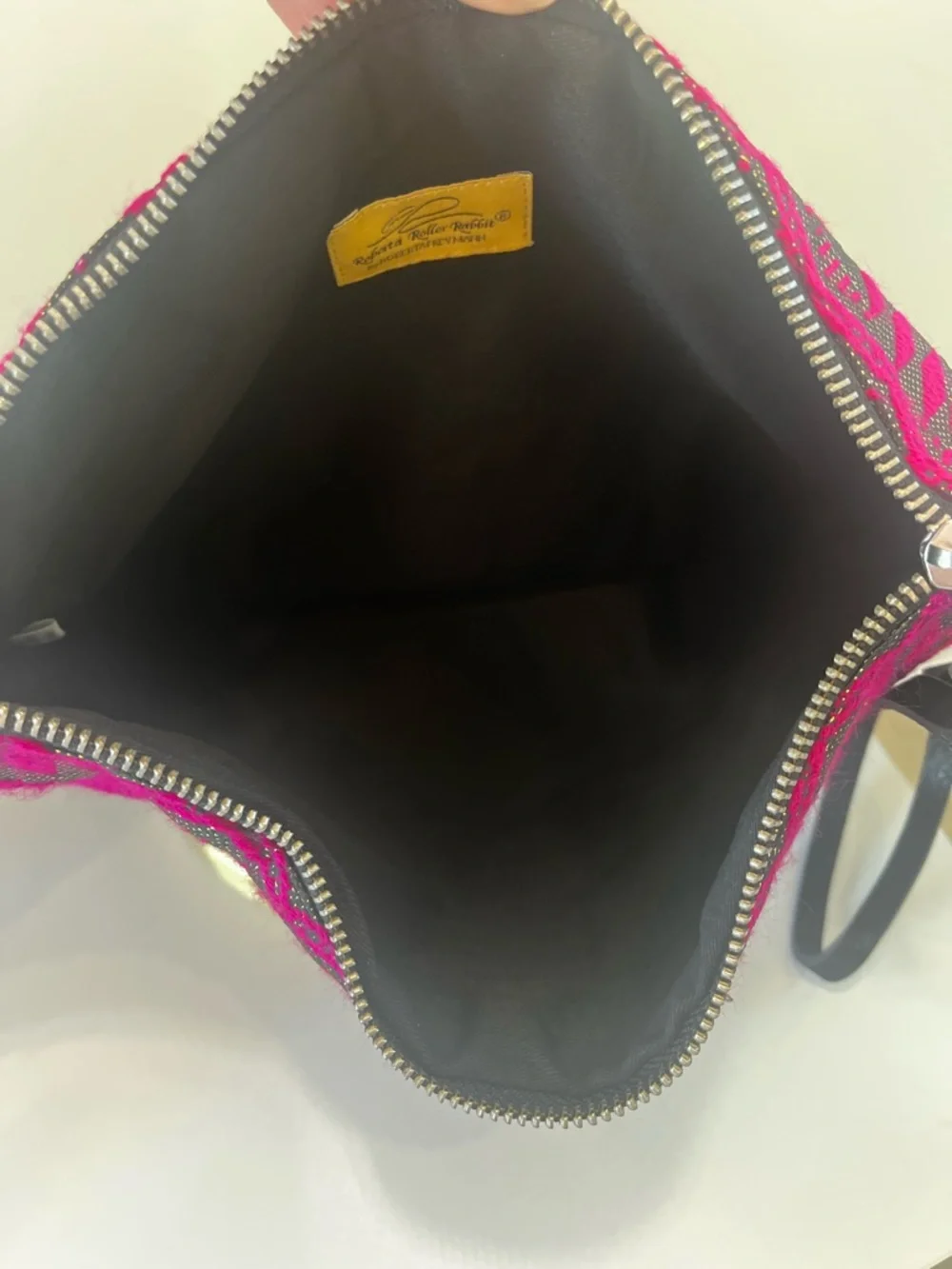 Roberta Roller Rabbit Hot Pink and Black Woven Wristlet Clutch NWOT